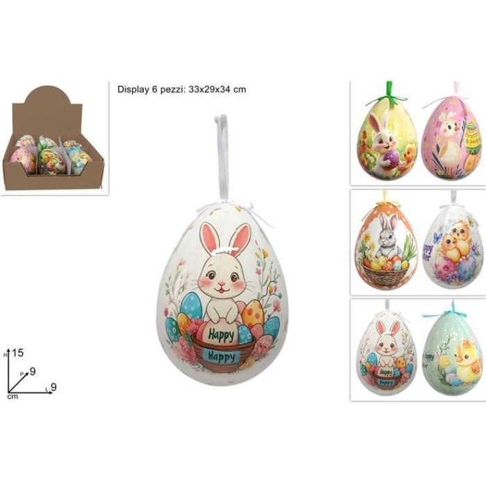 UOVO APPENDINO DECORATO 15CM ASSORTITO IN DISPLAY